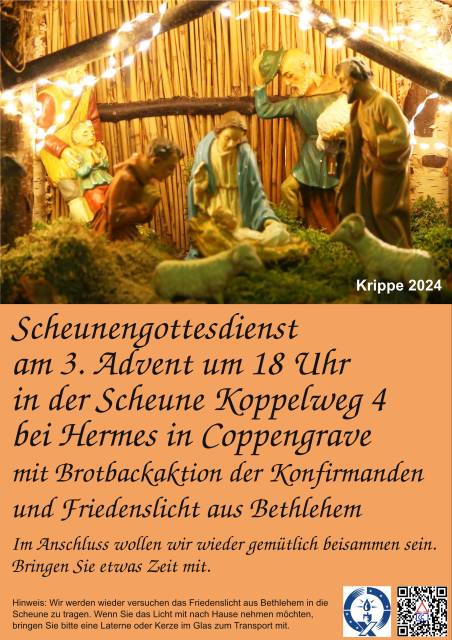 Ankündigung Scheunengottesdienst am 3. Advent