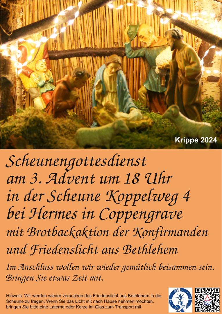 Ankündigung Scheunengottesdienst am 3. Advent