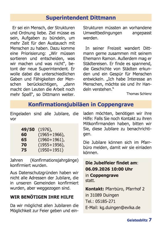 Gemeindebrief März - Mai 2026