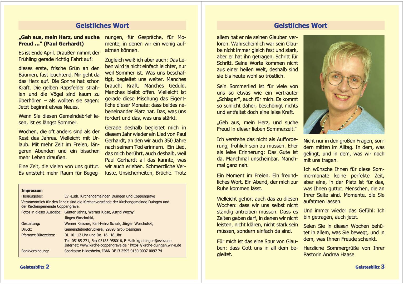 Gemeindebrief Juni - August 2026
