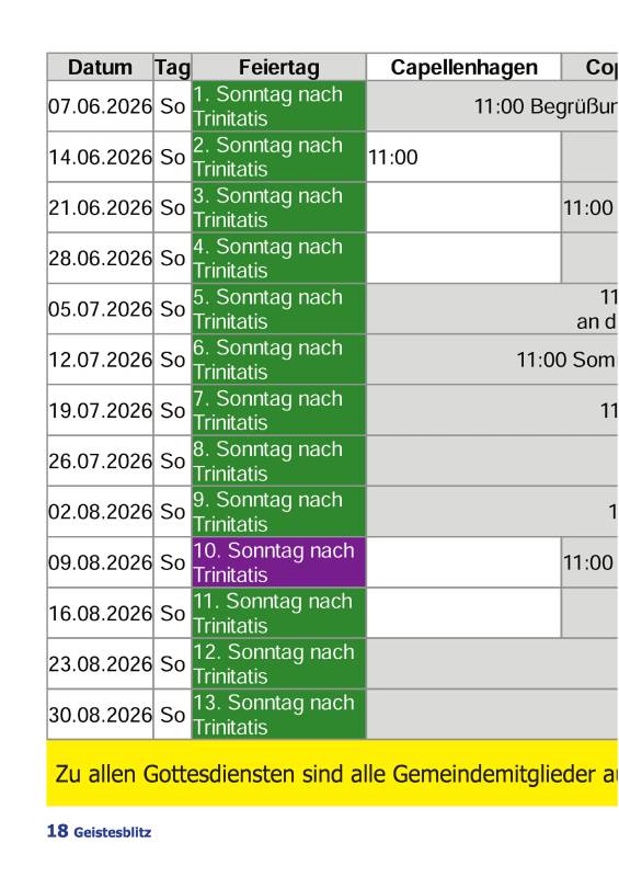 Gemeindebrief Juni - August 2026
