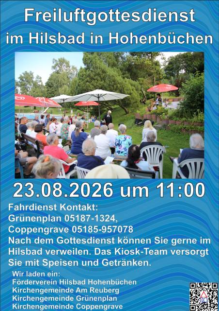 Ankündigung Gottesdienst im Hilsbad