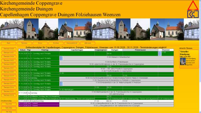 Neuer Gottesdienstplan bis zum 30.11.2026